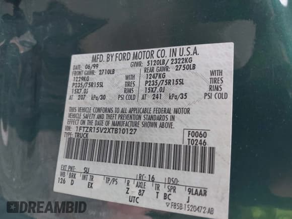 ✅ 1999 Ford Ranger XL • VIN: 1FTZR15V2XTB10127 • Lot: 42234353. Listed on IAAI with 145,009 mi. Free auction sales archive from the USA and detailed vehicle history report at DreamBid. Image 9.