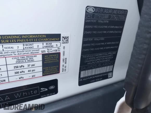 ✅ 2020 Land Rover Range Rover Sport HSE • VIN: SALWR2SU6LA883430 • Lot: 41337345. Listed on IAAI with 39,969 mi. Free auction sales archive from the USA and detailed vehicle history report at DreamBid. Image 9.