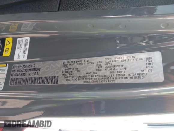 ✅ 2021 Jeep Gladiator Willys • VIN: 1C6HJTAG2ML565570 • Лот: 43357475. Опубликован ранее на IAAI с пробегом 104 449 миль. Бесплатный доступ к архиву аукционных продаж из США и подробный отчёт об истории автомобиля на DreamBid. Изображение 9.