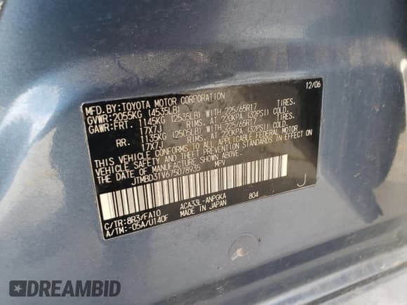 ✅ 2007 Toyota RAV4 Limited • VIN: JTMBD31V675078935 • Лот: 92951525. Опубликован ранее на Copart с пробегом Не указан. Бесплатный доступ к архиву аукционных продаж из США и подробный отчёт об истории автомобиля на DreamBid. Изображение 13.