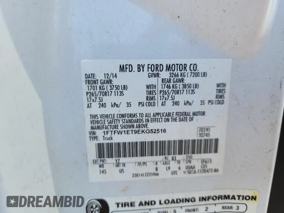 ✅ 2014 Ford F-150 XL • VIN: 1FTFW1ET9EKG52516 • Lot: 91808075. Wystawiony na Copart z przebiegiem 84 003 mil. Bezpłatny archiwum sprzedaży aukcyjnych z USA i szczegółowy raport historii pojazdu na DreamBid. Zdjęcie 12.