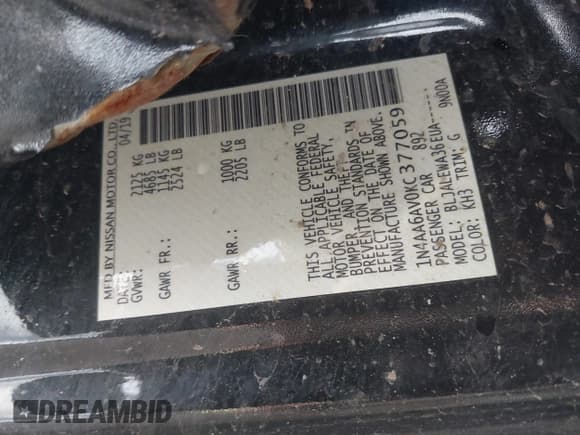 ✅ 2019 Nissan Maxima SL • VIN: 1N4AA6AV0KC377059 • Lot: 42172311. Wystawiony na IAAI z przebiegiem 49 364 mil. Bezpłatny archiwum sprzedaży aukcyjnych z USA i szczegółowy raport historii pojazdu na DreamBid. Zdjęcie 9.