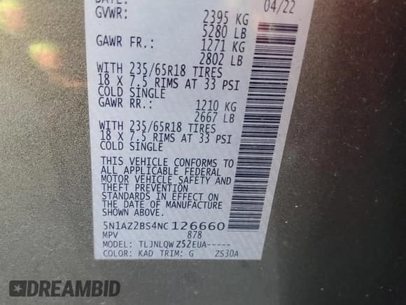 ✅ 2022 Nissan Murano SV • VIN: 5N1AZ2BS4NC126660 • Лот: 89838735. Опубликован ранее на Copart с пробегом 37 829 миль. Бесплатный доступ к архиву аукционных продаж из США и подробный отчёт об истории автомобиля на DreamBid. Изображение 14.