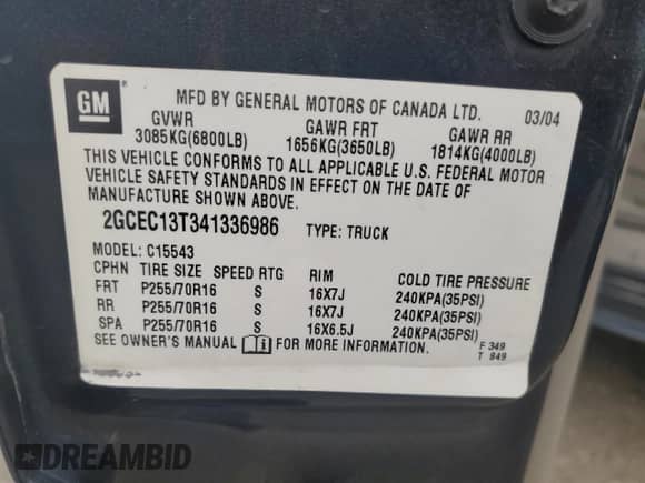 ✅ 2004 Chevrolet Silverado 1500 LS • VIN: 2GCEC13T341336986 • Лот: 61669095. Опубликован ранее на Copart с пробегом 191 413 миль. Бесплатный доступ к архиву аукционных продаж из США и подробный отчёт об истории автомобиля на DreamBid. Изображение 12.