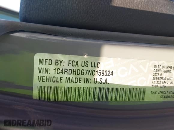 ✅ 2022 Dodge Durango GT Plus • VIN: 1C4RDHDG7NC159024 • Lot: 43369853. Listed on IAAI with 31,798 mi. Free auction sales archive from the USA and detailed vehicle history report at DreamBid. Image 9.