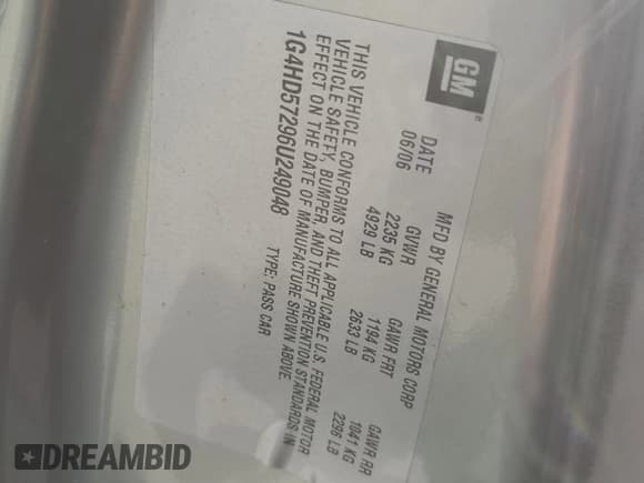 ✅ 2006 Buick Lucerne CXL • VIN: 1G4HD57296U249048 • Lot: 86555715. Wystawiony na Copart z przebiegiem 156 215 mil. Bezpłatny archiwum sprzedaży aukcyjnych z USA i szczegółowy raport historii pojazdu na DreamBid. Zdjęcie 12.