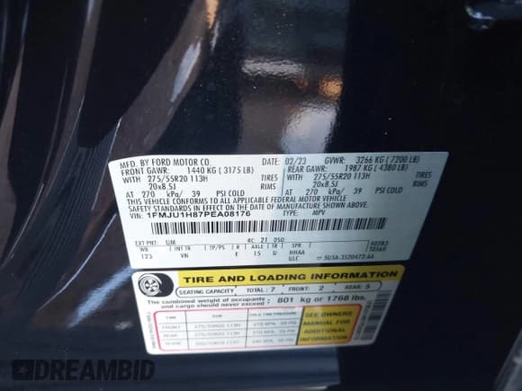 ✅ 2023 Ford Expedition XLT • VIN: 1FMJU1H87PEA08176 • Лот: 43255964. Опубликован ранее на IAAI с пробегом 43 584 миль. Бесплатный доступ к архиву аукционных продаж из США и подробный отчёт об истории автомобиля на DreamBid. Изображение 9.