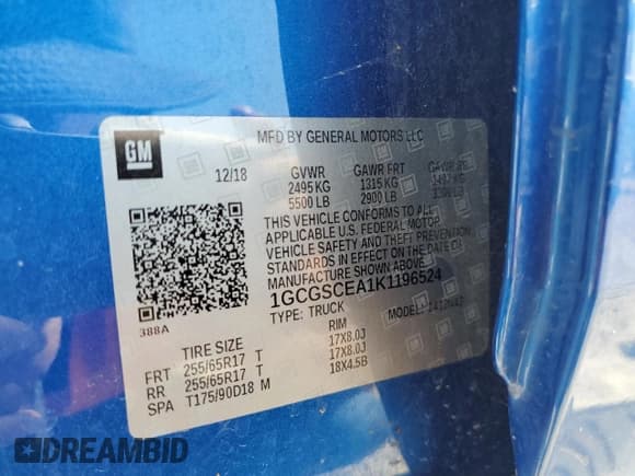 ✅ 2019 Chevrolet Colorado 2WD LT • VIN: 1GCGSCEA1K1196524 • Лот: 66770974. Опубликован ранее на Copart с пробегом 6 529 миль. Бесплатный доступ к архиву аукционных продаж из США и подробный отчёт об истории автомобиля на DreamBid. Изображение 12.