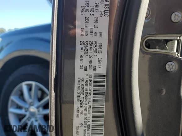 2015 Dodge Journey SXT with VIN 3C4PDCBB1FT698097, listed as a Copart auction lot 85335395 with 103,167 mi miles and Salvage title. Bid and sale history available at DreamBid. Image 14.