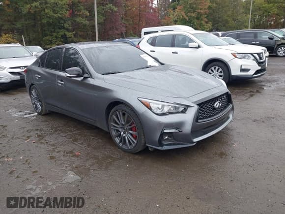 ✅ 2023 Infiniti Q50 Red Sport 400 • VIN: JN1FV7DR6PM590532 • Lot: 43434220. Listed on IAAI with 23,421 mi. Free auction sales archive from the USA and detailed vehicle history report at DreamBid. Image 1.