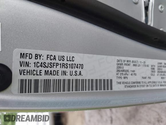 ✅ 2024 Jeep Grand Wagoneer Series II • VIN: 1C4SJSFP1RS107470 • Лот: 42436912. Опубликован ранее на IAAI с пробегом 45 065 миль. Бесплатный доступ к архиву аукционных продаж из США и подробный отчёт об истории автомобиля на DreamBid. Изображение 9.