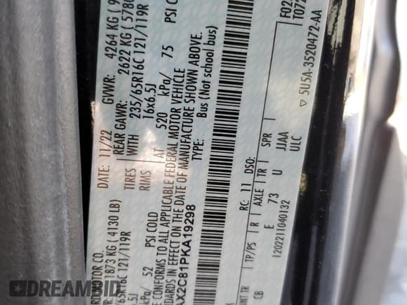 ✅ 2023 Ford Transit Passenger XL • VIN: 1FBAX2C81PKA19298 • Lot: 61276775. Wystawiony na Copart z przebiegiem 41 933 mil. Bezpłatny archiwum sprzedaży aukcyjnych z USA i szczegółowy raport historii pojazdu na DreamBid. Zdjęcie 13.