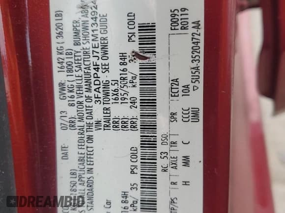 ✅ 2014 Ford Fiesta Titanium • VIN: 3FADP4FJ7EM134924 • Lot: 71620505. Wystawiony na Copart z przebiegiem 139 402 mil. Bezpłatny archiwum sprzedaży aukcyjnych z USA i szczegółowy raport historii pojazdu na DreamBid. Zdjęcie 13.