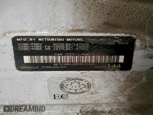 ✅ 2024 Mitsubishi Mirage Black Edition • VIN: ML32AWHJ8RH002246 • Lot: 95387775. Listed on Copart with 25,077 mi. Free auction sales archive from the USA and detailed vehicle history report at DreamBid. Image 12.