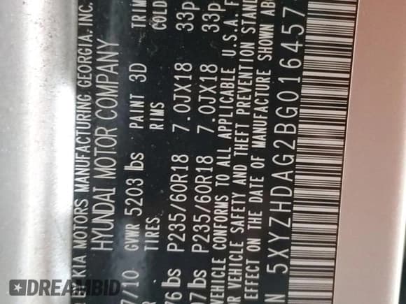 ✅ 2011 Hyundai Santa Fe Limited • VIN: 5XYZHDAG2BG016457 • Lot: 86369724. Listed on Copart with 125,852 mi. Free auction sales archive from the USA and detailed vehicle history report at DreamBid. Image 13.