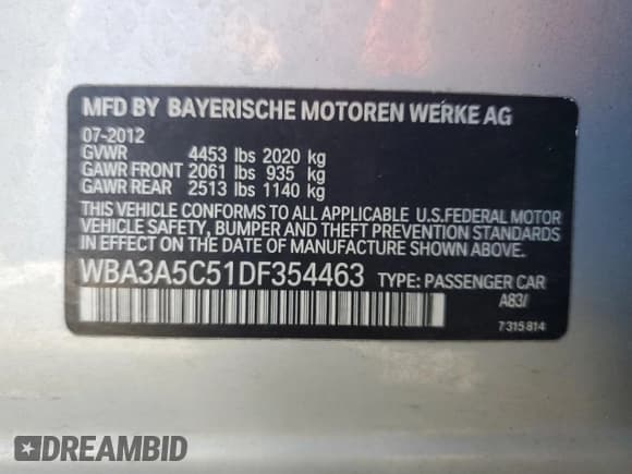 ✅ 2013 BMW 3 Series 328i • VIN: WBA3A5C51DF354463 • Лот: 90403715. Опубликован ранее на Copart с пробегом Не указан. Бесплатный доступ к архиву аукционных продаж из США и подробный отчёт об истории автомобиля на DreamBid. Изображение 12.