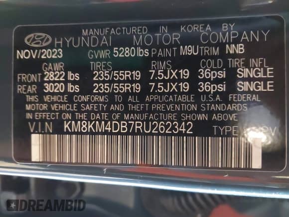 ✅ 2024 Hyundai Ioniq 5 SE Standard Range • VIN: KM8KM4DB7RU262342 • Lot: 42302819. Wystawiony na IAAI z przebiegiem 12 461 mil. Bezpłatny archiwum sprzedaży aukcyjnych z USA i szczegółowy raport historii pojazdu na DreamBid. Zdjęcie 9.