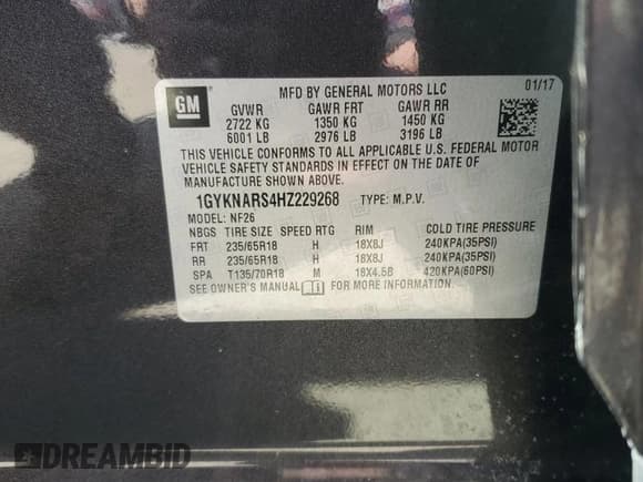 ✅ 2017 Cadillac XT5 FWD • VIN: 1GYKNARS4HZ229268 • Lot: 49350595. Listed on Copart with 64,686 mi. Free auction sales archive from the USA and detailed vehicle history report at DreamBid. Image 12.