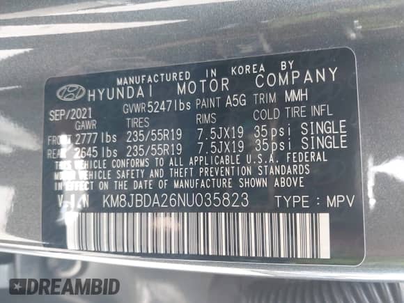 2022 Hyundai Tucson SEL с VIN KM8JBDA26NU035823, выставлен на аукционе IAAI как лот 42464715 с пробегом 33 896 миль миль и . История ставок и продаж доступна на DreamBid. Изображение 9.