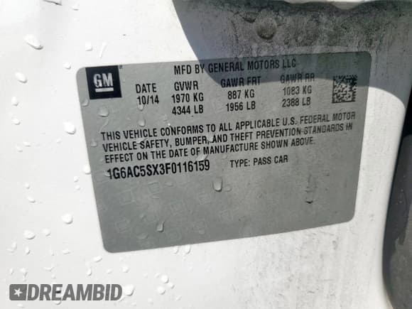 ✅ 2015 Cadillac ATS Performance RWD • VIN: 1G6AC5SX3F0116159 • Лот: 80846715. Опубликован ранее на Copart с пробегом 153 103 миль. Бесплатный доступ к архиву аукционных продаж из США и подробный отчёт об истории автомобиля на DreamBid. Изображение 13.