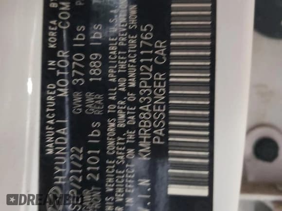 ✅ 2023 Hyundai Venue SE • VIN: KMHRB8A33PU211765 • Lot: 41487345. Listed on Copart with 12,273 mi. Free auction sales archive from the USA and detailed vehicle history report at DreamBid. Image 12.