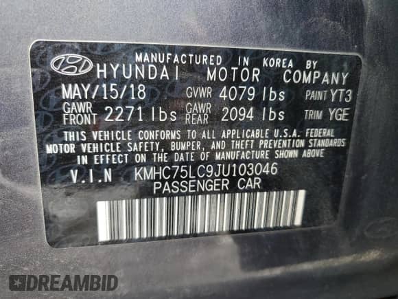 ✅ 2018 Hyundai Ioniq SEL • VIN: KMHC75LC9JU103046 • Лот: 82219884. Размещён на Copart с пробегом 128 650 миль миль. Получите бесплатный доступ к архиву аукционных продаж из США и посмотрите подробный отчёт об истории автомобиля на DreamBid. Изображение 13.