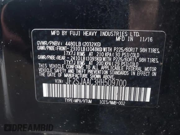 ✅ 2017 Subaru Forester • VIN: JF2SJAAC3HH509700 • Lot: 43674050. Wystawiony na IAAI z przebiegiem 103 408 mil. Bezpłatny archiwum sprzedaży aukcyjnych z USA i szczegółowy raport historii pojazdu na DreamBid. Zdjęcie 9.