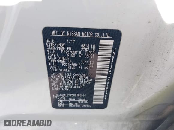 ✅ 2017 Nissan Quest SV • VIN: JN8AE2KP5H9168594 • Лот: 42806081. Опубликован ранее на IAAI с пробегом 130 696 миль. Бесплатный доступ к архиву аукционных продаж из США и подробный отчёт об истории автомобиля на DreamBid. Изображение 9.