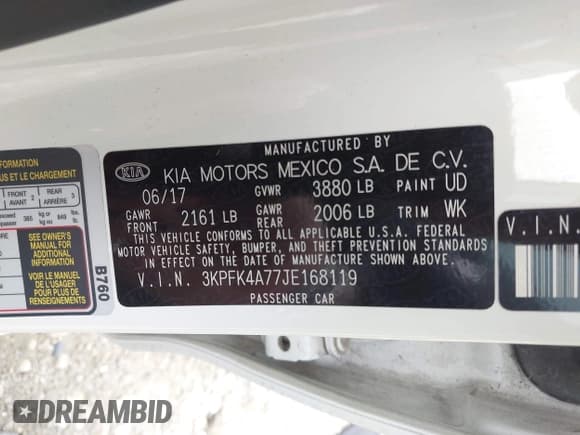 ✅ 2018 Kia Forte LX • VIN: 3KPFK4A77JE168119 • Lot: 43471262. Listed on IAAI with 77,079 mi. Free auction sales archive from the USA and detailed vehicle history report at DreamBid. Image 9.