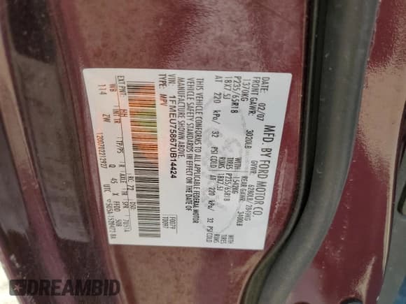 ✅ 2007 Ford Explorer Limited • VIN: 1FMEU75867UB14424 • Лот: 69412935. Опубликован ранее на Copart с пробегом 176 847 миль. Бесплатный доступ к архиву аукционных продаж из США и подробный отчёт об истории автомобиля на DreamBid. Изображение 13.