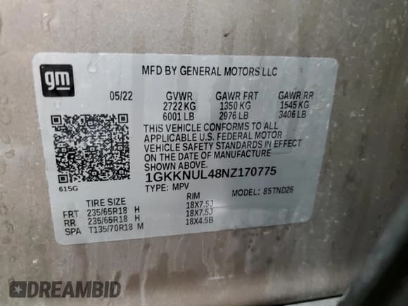 ✅ 2022 GMC Acadia SLT • VIN: 1GKKNUL48NZ170775 • Лот: 55947345. Опубликован ранее на Copart с пробегом 40 118 миль. Бесплатный доступ к архиву аукционных продаж из США и подробный отчёт об истории автомобиля на DreamBid. Изображение 13.