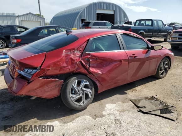 2024 Hyundai Elantra SEL with VIN KMHLS4DG0RU733656, listed as a Copart auction lot 65163465 with 10,132 mi miles and Salvage title. Bid and sale history available at DreamBid. Image 3.