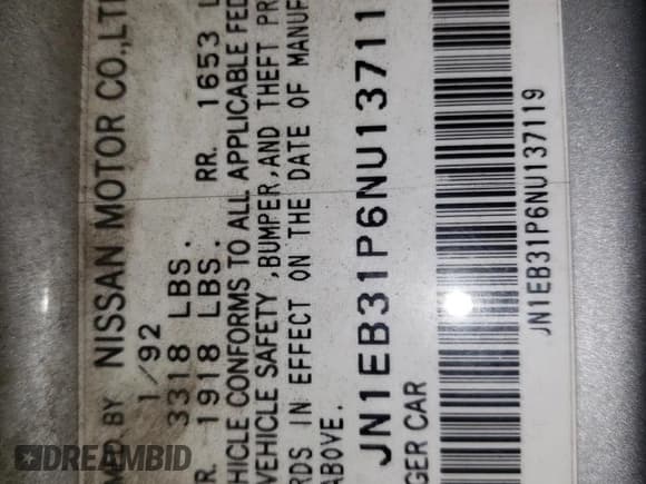 ✅ 1992 Nissan Sentra E • VIN: JN1EB31P6NU137119 • Лот: 67217954. Опубликован ранее на Copart с пробегом 169 694 миль. Бесплатный доступ к архиву аукционных продаж из США и подробный отчёт об истории автомобиля на DreamBid. Изображение 12.
