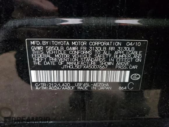✅ 2010 Lexus LS 460 • VIN: JTHCL5EFXA5007667 • Lot: 53871835. Wystawiony na Copart z przebiegiem 119 216 mil. Bezpłatny archiwum sprzedaży aukcyjnych z USA i szczegółowy raport historii pojazdu na DreamBid. Zdjęcie 12.