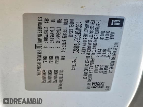 ✅ 2015 Chevrolet Express Cargo • VIN: 1GCWGFCG6F1208520 • Lot: 93701295. Listed on Copart with 165,663 mi. Free auction sales archive from the USA and detailed vehicle history report at DreamBid. Image 14.