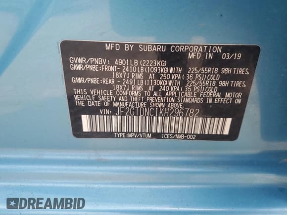 ✅ 2019 Subaru Crosstrek • VIN: JF2GTDNC1KH296782 • Лот: 67947435. Опубликован ранее на Copart с пробегом Не указан. Бесплатный доступ к архиву аукционных продаж из США и подробный отчёт об истории автомобиля на DreamBid. Изображение 13.