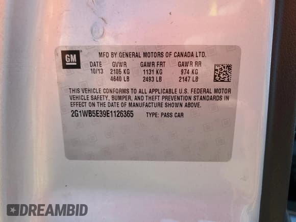 ✅ 2014 Chevrolet Impala LT • VIN: 2G1WB5E39E1126365 • Лот: 85757135. Опубликован ранее на Copart с пробегом 159 162 миль. Бесплатный доступ к архиву аукционных продаж из США и подробный отчёт об истории автомобиля на DreamBid. Изображение 12.