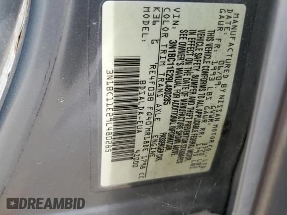 ✅ 2009 Nissan Versa S • VIN: 3N1BC11E29L480285 • Lot: 69018915. Wystawiony na Copart z przebiegiem 207 097 mil. Bezpłatny archiwum sprzedaży aukcyjnych z USA i szczegółowy raport historii pojazdu na DreamBid. Zdjęcie 12.