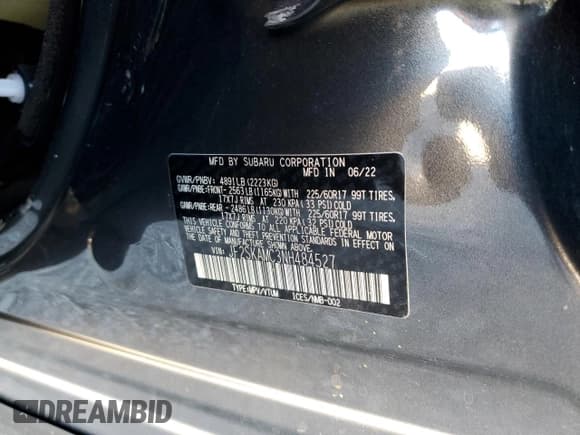 ✅ 2022 Subaru Forester Wilderness • VIN: JF2SKAMC3NH484527 • Lot: 85209565. Listed on Copart with 30,227 mi. Free auction sales archive from the USA and detailed vehicle history report at DreamBid. Image 12.