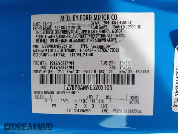 ✅ 2014 Ford Mustang V6 • VIN: 1ZVBP8AM9E5202105 • Лот: 42981500. Опубликован ранее на IAAI с пробегом 105 208 миль. Бесплатный доступ к архиву аукционных продаж из США и подробный отчёт об истории автомобиля на DreamBid. Изображение 9.