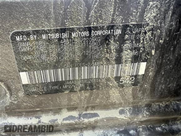 2020 Mitsubishi Outlander ES с VIN JA4AZ2A3XLZ611436, выставлен на аукционе Copart как лот 67088205 с пробегом 66 918 миль миль и Списание • Salvage title. История ставок и продаж доступна на DreamBid. Изображение 12.