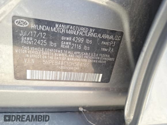 ✅ 2013 Hyundai Sonata GLS • VIN: 5NPEB4AC1DH564166 • Lot: 76308634. Listed on Copart with 156,884 mi. Free auction sales archive from the USA and detailed vehicle history report at DreamBid. Image 10.