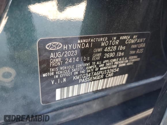 ✅ 2023 Genesis G70 2.0T • VIN: KMTG34TA6PU132654 • Lot: 82517845. Wystawiony na Copart z przebiegiem 37 149 mil. Bezpłatny archiwum sprzedaży aukcyjnych z USA i szczegółowy raport historii pojazdu na DreamBid. Zdjęcie 12.