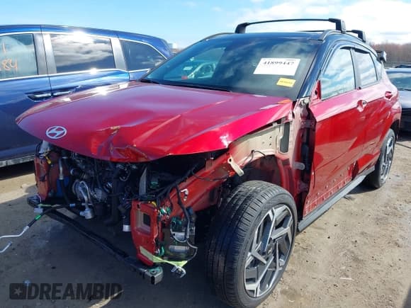 ✅ 2025 Hyundai Kona N Line • VIN: KM8HACA37SU210452 • Lot: 41899447. Listed on IAAI with 2,559 mi. Free auction sales archive from the USA and detailed vehicle history report at DreamBid. Image 2.