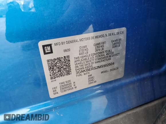 ✅ 2021 Chevrolet Blazer RS • VIN: 3GNKBERS2MS502504 • Lot: 67753025. Listed on Copart with 103,426 mi. Free auction sales archive from the USA and detailed vehicle history report at DreamBid. Image 14.