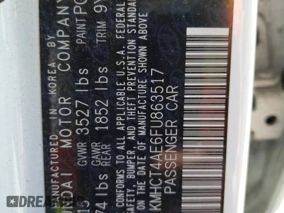 ✅ 2015 Hyundai Accent GLS • VIN: KMHCT4AE6FU863517 • Lot: 60656053. Listed on Copart with 121,353 mi miles. Access the free auction sales archive from the USA and view a detailed vehicle history report at DreamBid. Image 12.