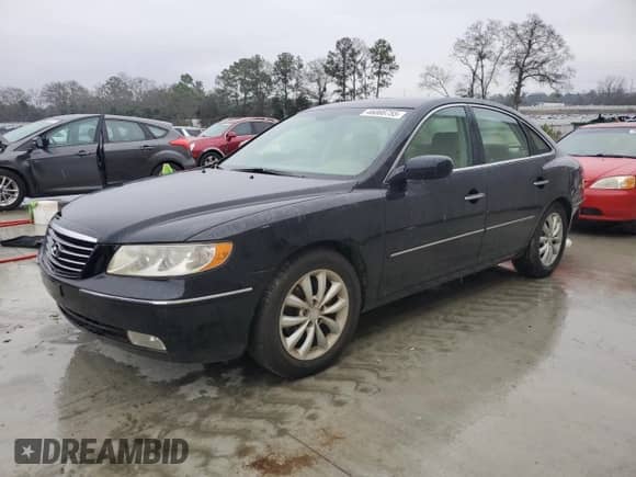 2007 Hyundai Azera SE with VIN KMHFC46F17A231820, listed as a Copart auction lot 46066755 with 56,813 mi miles and Salvage title. Bid and sale history available at DreamBid. Image 1.