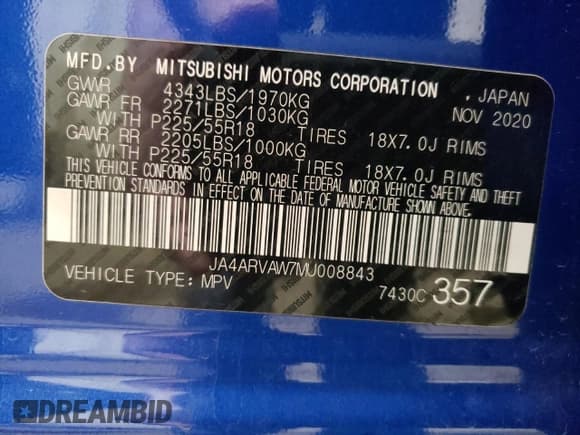 ✅ 2021 Mitsubishi Outlander GT • VIN: JA4ARVAW7MU008843 • Lot: 67942833. Listed on Copart with 18,820 mi. Free auction sales archive from the USA and detailed vehicle history report at DreamBid. Image 14.