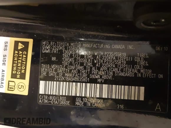 ✅ 2010 Lexus RX 350 • VIN: 2T2ZK1BA9AC035801 • Lot: 43641935. Wystawiony na IAAI z przebiegiem Nie podano. Bezpłatny archiwum sprzedaży aukcyjnych z USA i szczegółowy raport historii pojazdu na DreamBid. Zdjęcie 9.