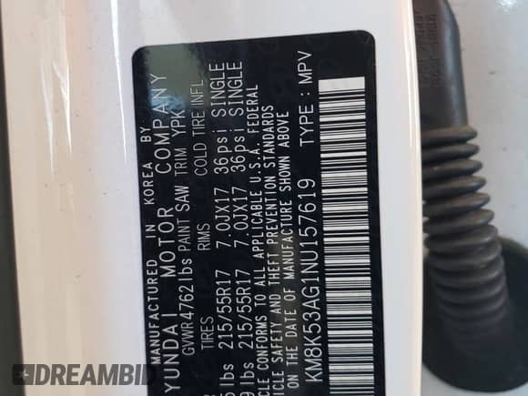 2022 Hyundai Kona Limited z VIN KM8K53AG1NU157619, wystawiony jako Copart lot #67834655 z przebiegiem 78 598 mil mil oraz Szkoda całkowita • Salvage title. Historia ofert i sprzedaży dostępna na DreamBid. Obrazek 12.